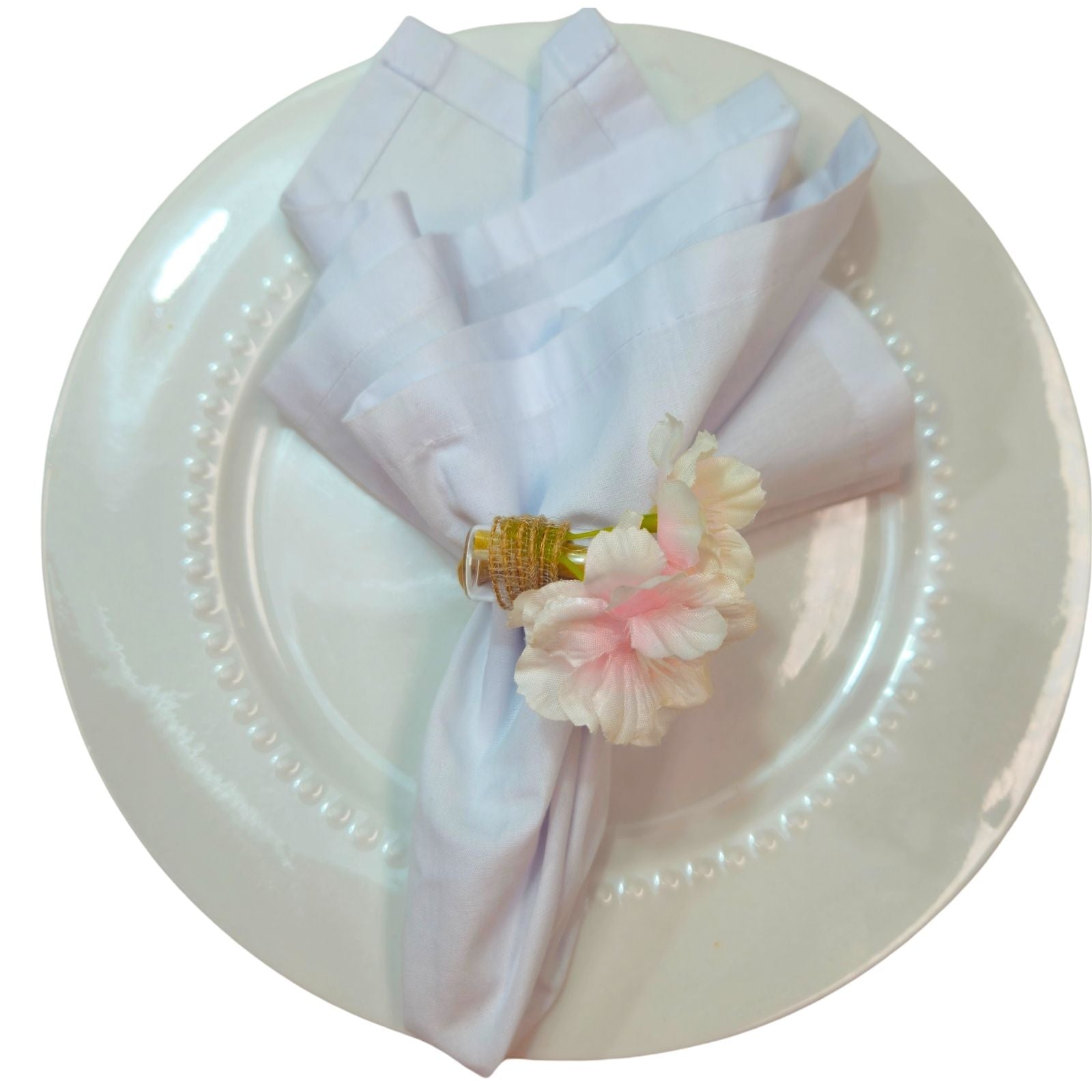 Charlo's Pink Cherry Blossom Message Napkin Rings Good Vibes Funny for Party Wedding Dinner Table Decor-2