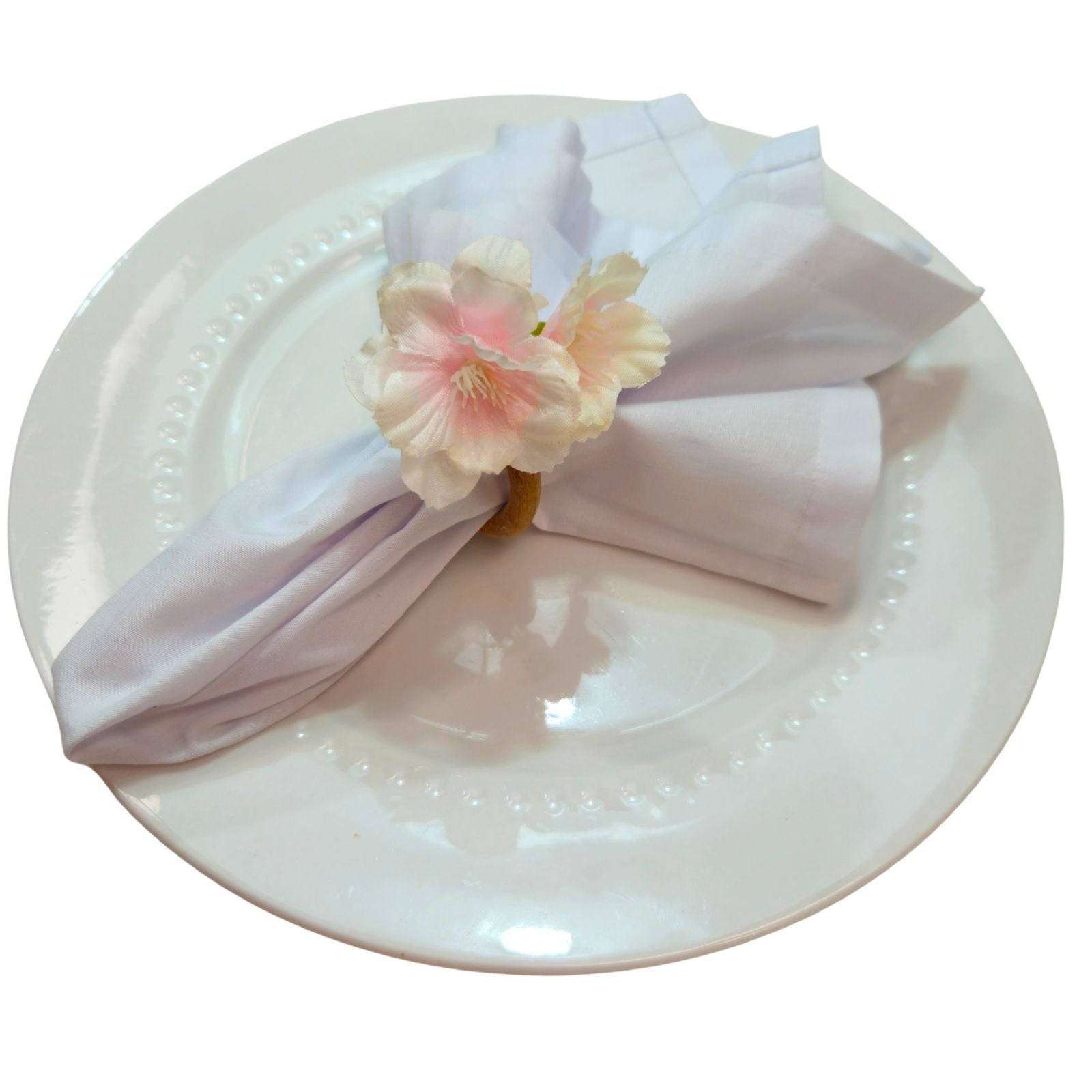 Charlo's Pink Cherry Blossom Message Napkin Rings Good Vibes Funny for Party Wedding Dinner Table Decor-3
