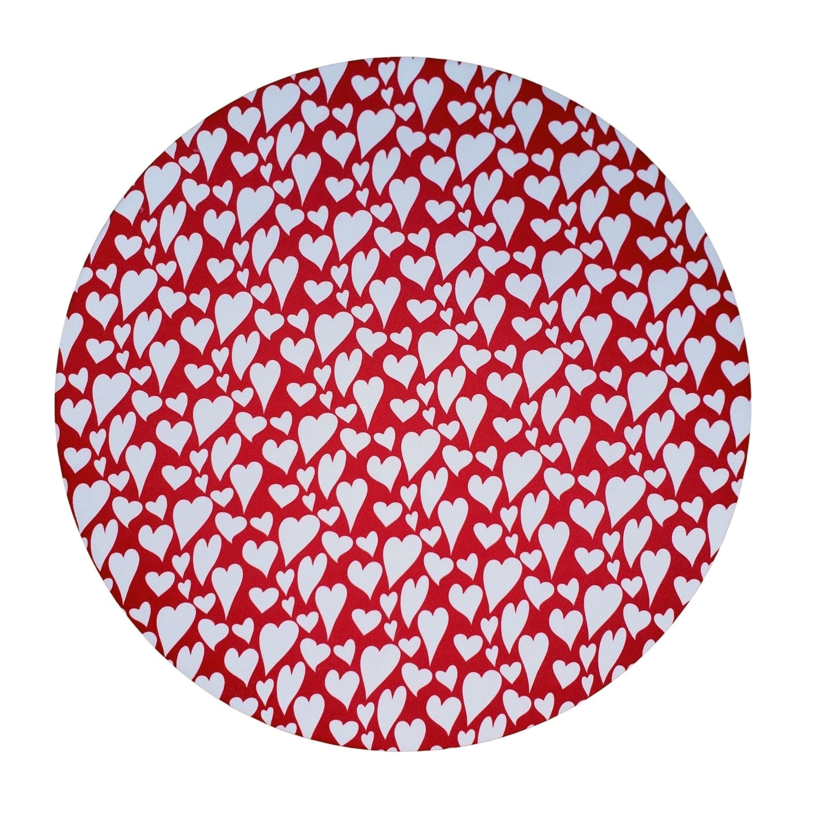 Set of 4 Round Placemats Covers Romantic Heart Red 14 Dia inch-0
