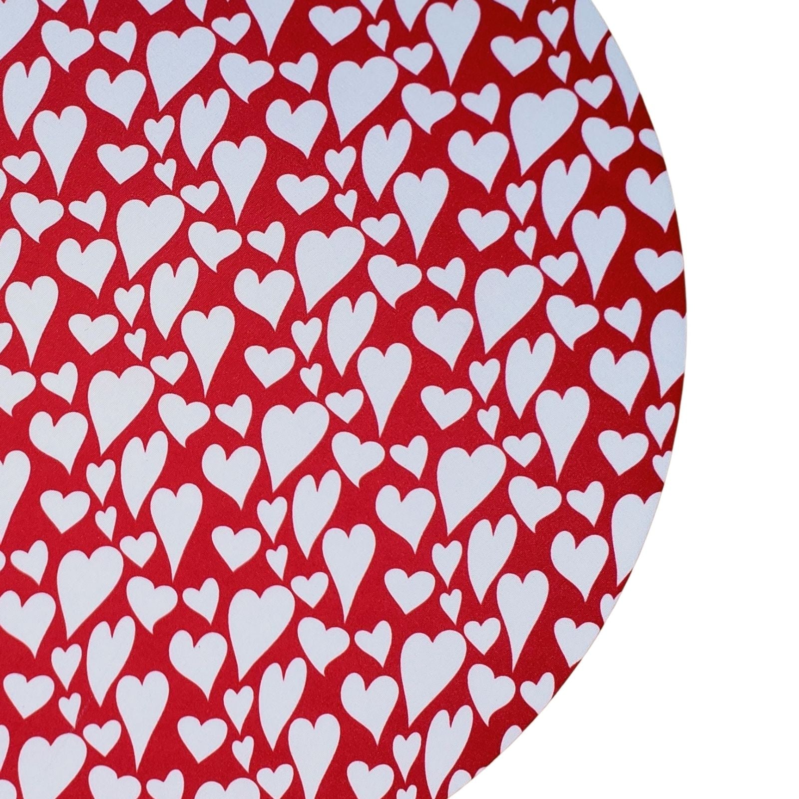 Set of 4 Round Placemats Covers Romantic Heart Red 14 Dia inch-1