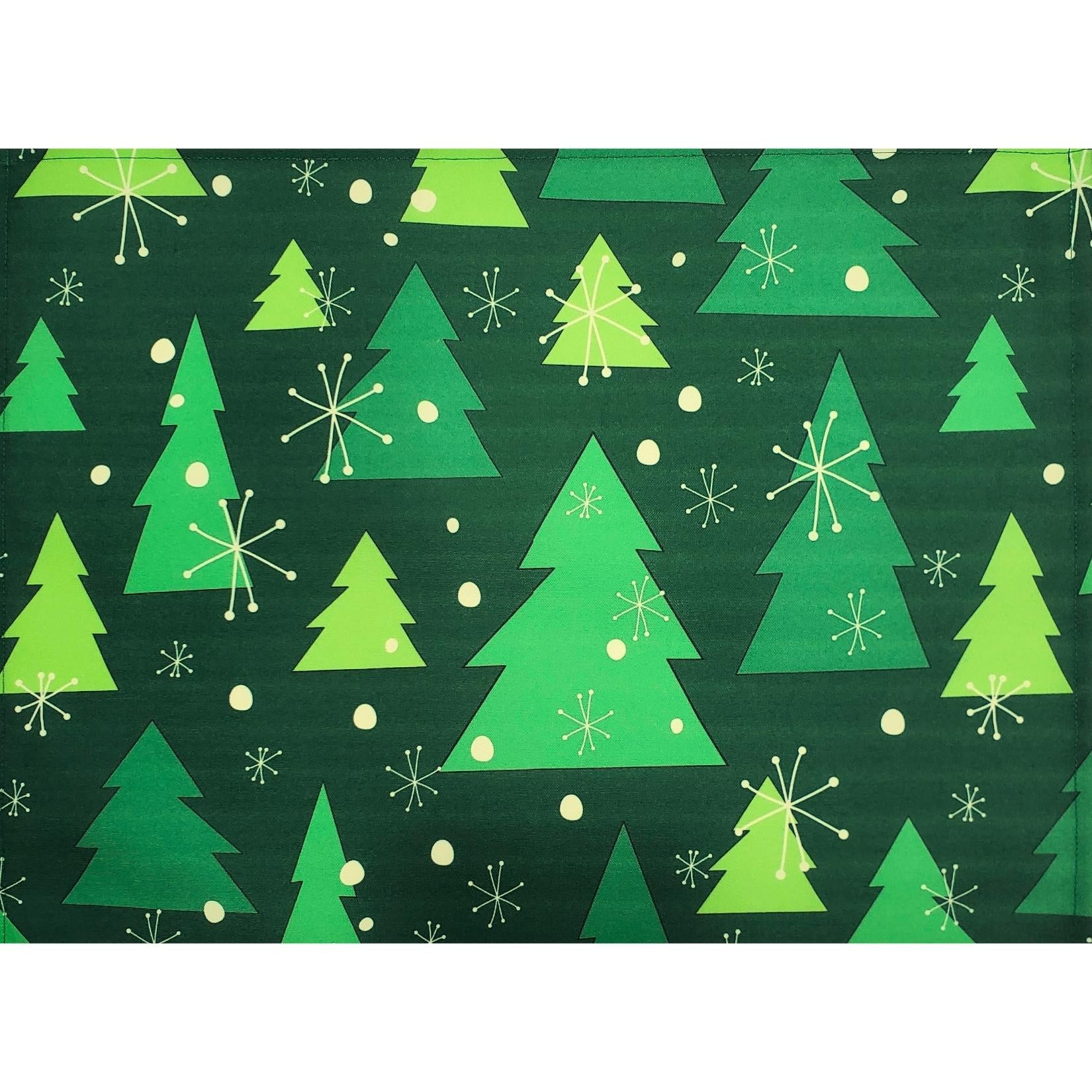 Set of 4 Placemats Christmas Tree Cloth Waterproof 17" by 13"  - Green-0