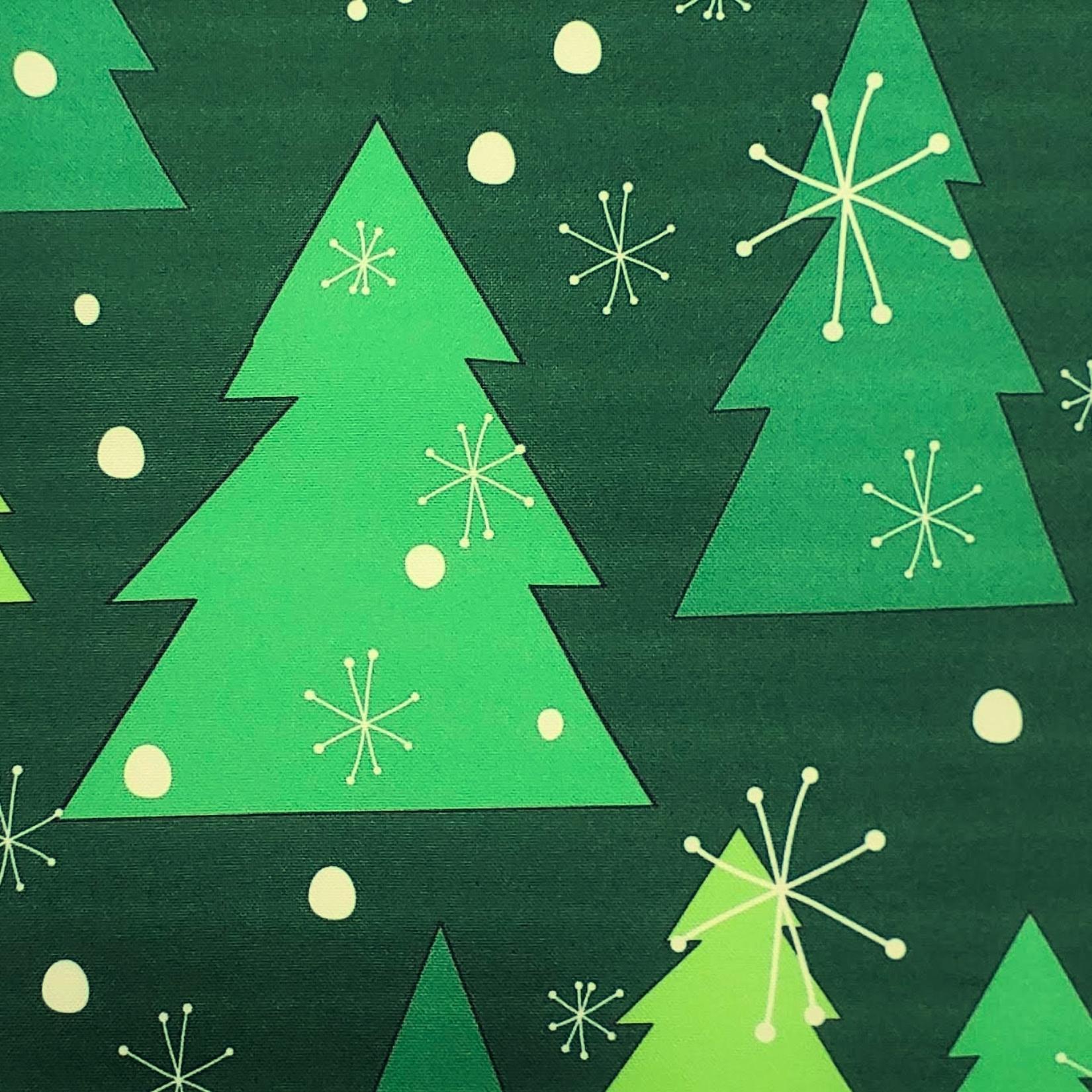 Set of 4 Placemats Christmas Tree Cloth Waterproof 17" by 13"  - Green-2