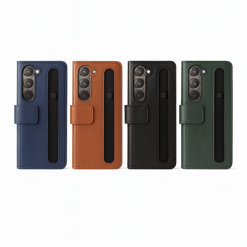 UrbanGrip Leather Folio Hand‑Strap Case